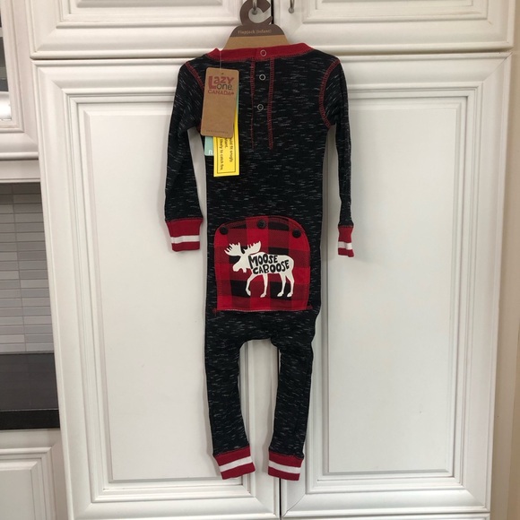 NWT Lazy One Plaid Moose Caboose Flapjack Union Suit - Picture 7 of 11